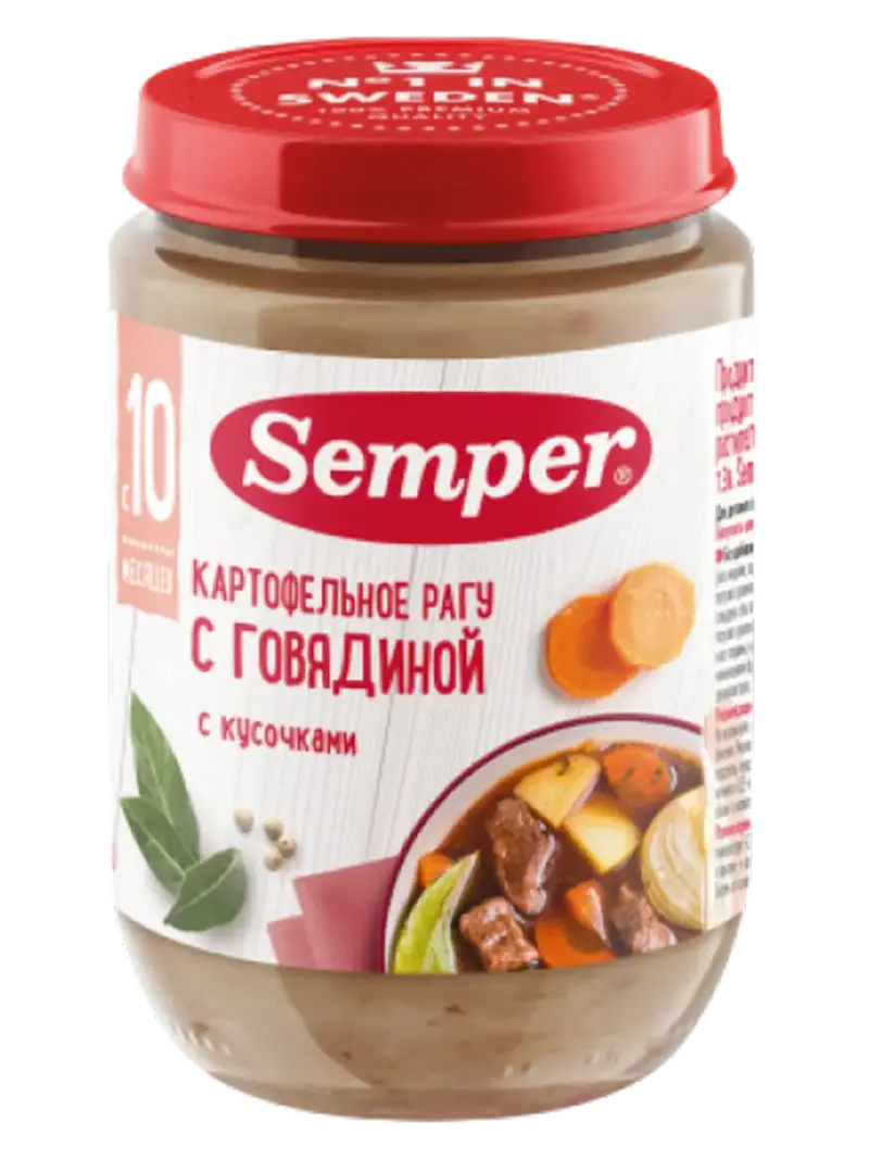 Пюре детское Semper картофельное рагу с говядиной 10+ мес