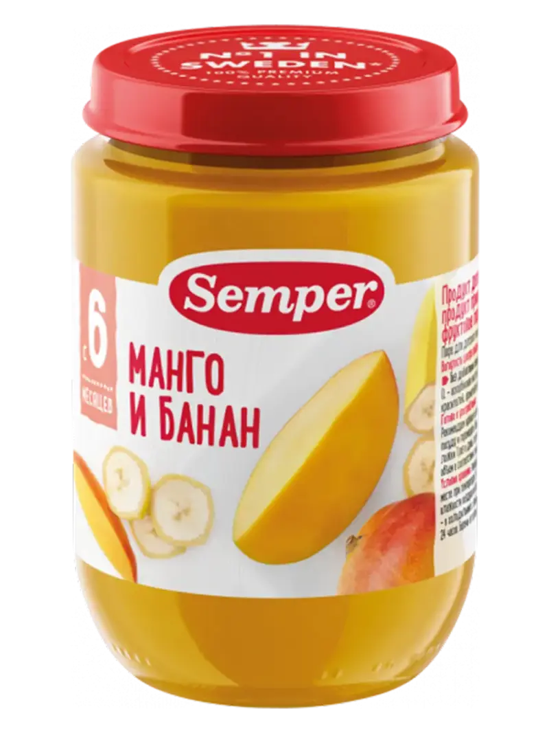 Пюре детское Semper манго-банан 6+ мес