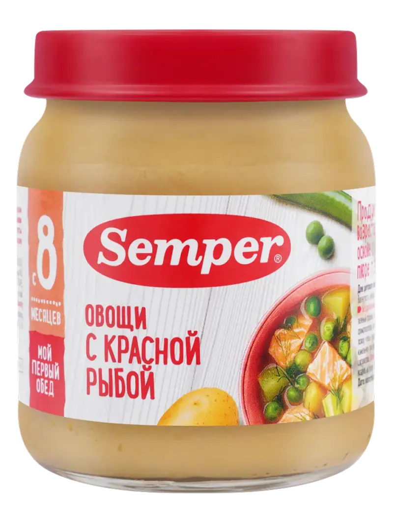 Пюре детское Semper овощи с красной рыбой 6+ мес