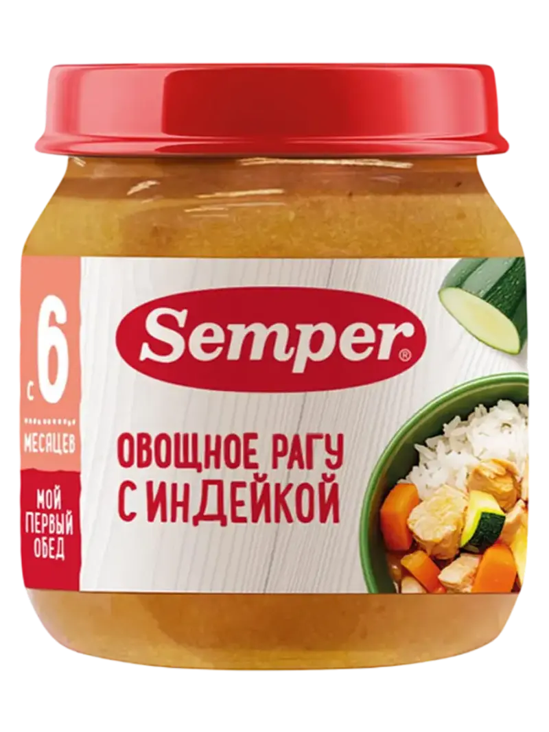 Пюре детское Semper овощное рагу с индейкой 6+ мес