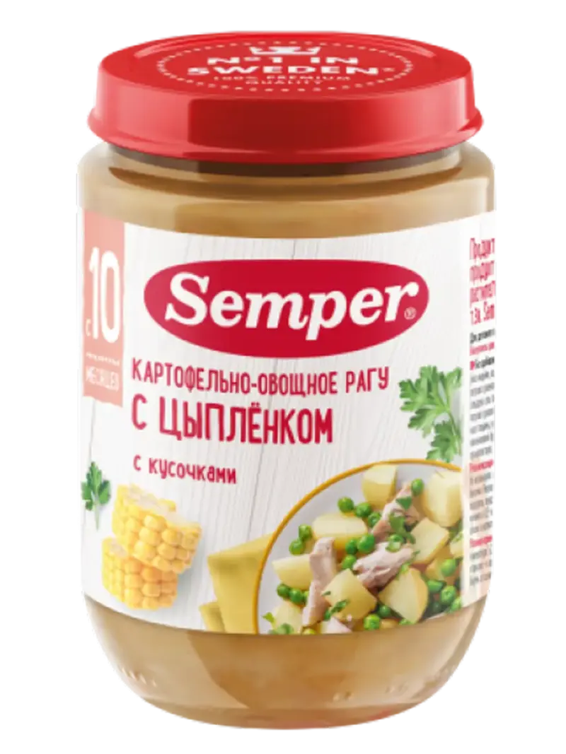 Пюре детское Semper рагу картофельно-овощное с цыпленком 12+ мес