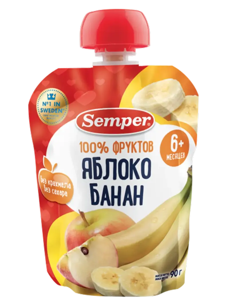 Пюре детское Semper яблоко-банан 6+ мес