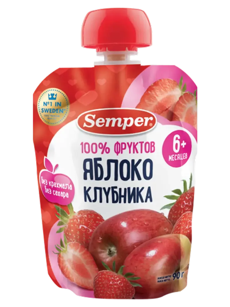 Пюре детское Semper яблоко-клубника 6+ мес
