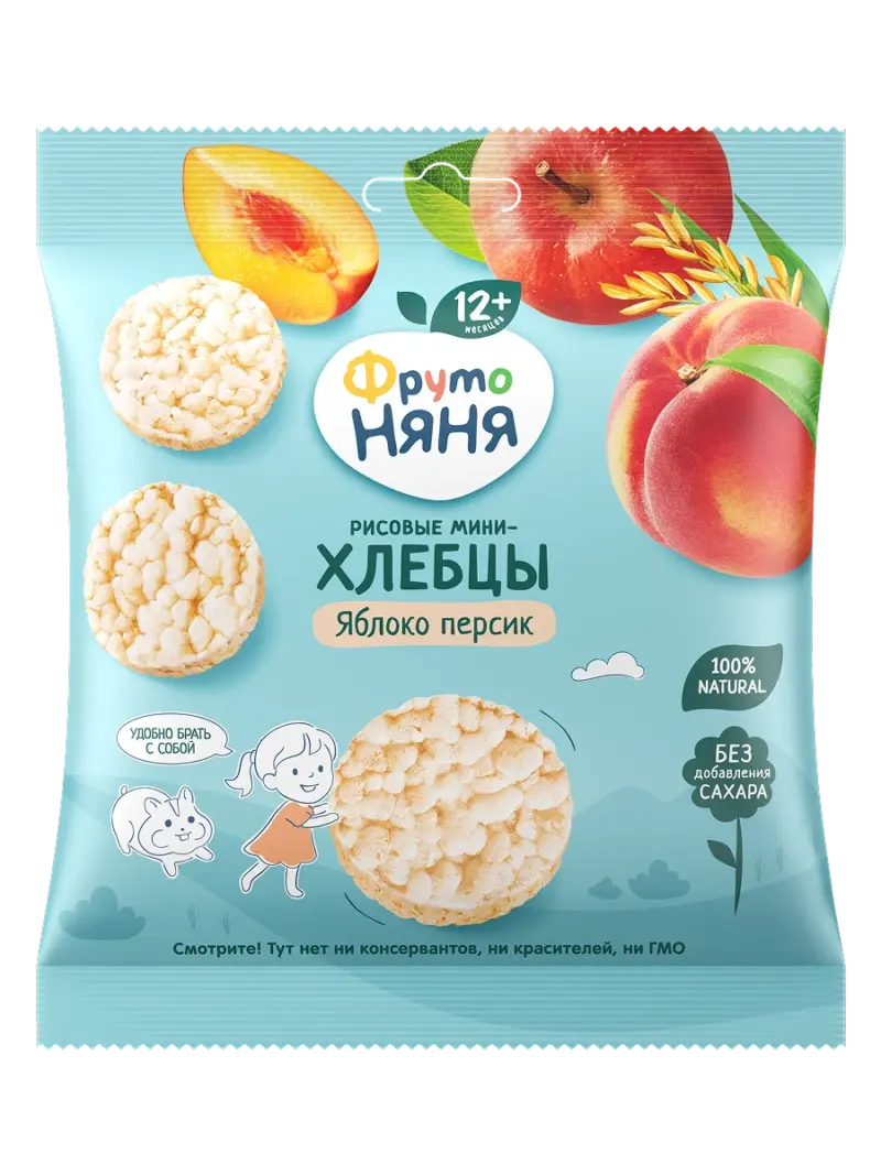 Хлебцы рисовые детские фрутоняня яблокоперсик 12+ мес