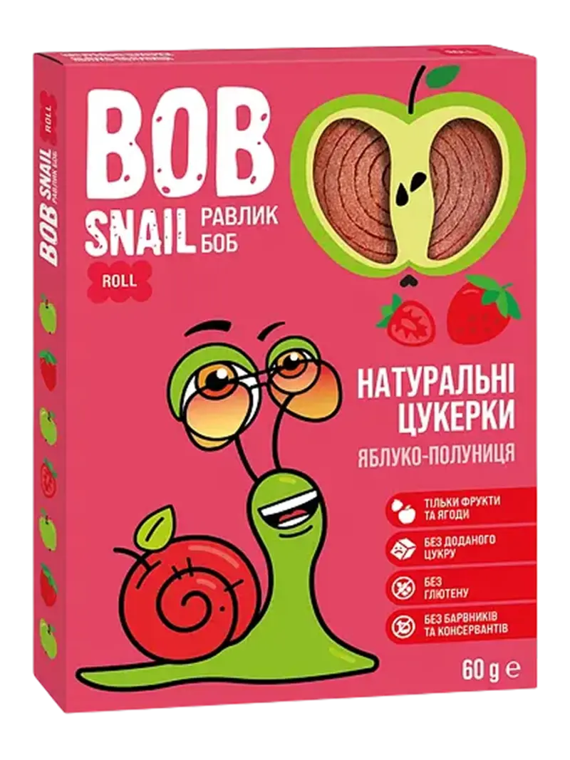 Фруктовые роллы Bob Snail Яблоко-Клубника