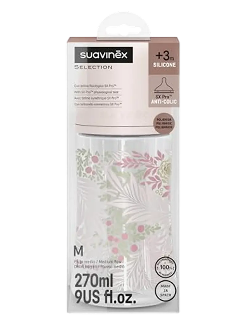Бутылочка для кормления пластиковая Suavinex Poetry розовая 3+ мес