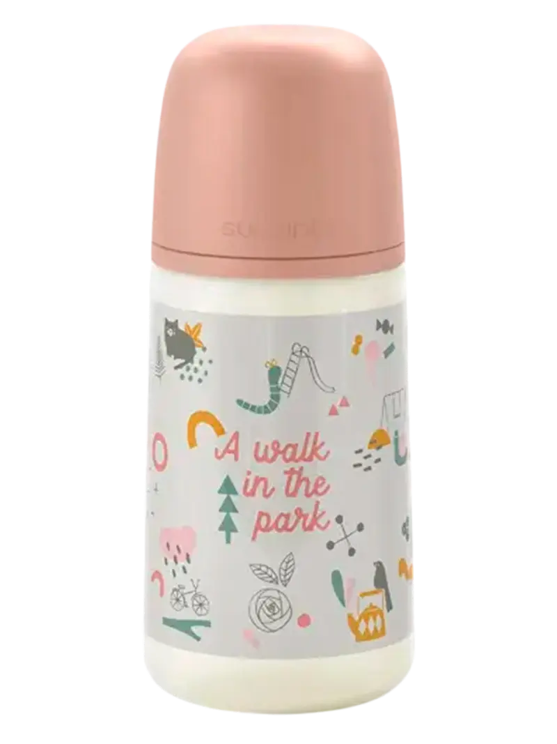 Бутылочка для кормления пластиковая Suavinex Walk in the Park розовая 3+ мес