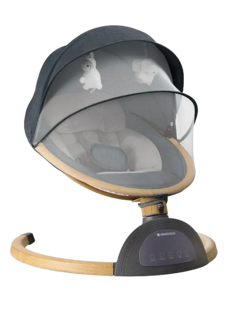 Электрический укачивающий шезлонг с дугой и мелодиями KikkaBoo Ashlee Dark Grey
