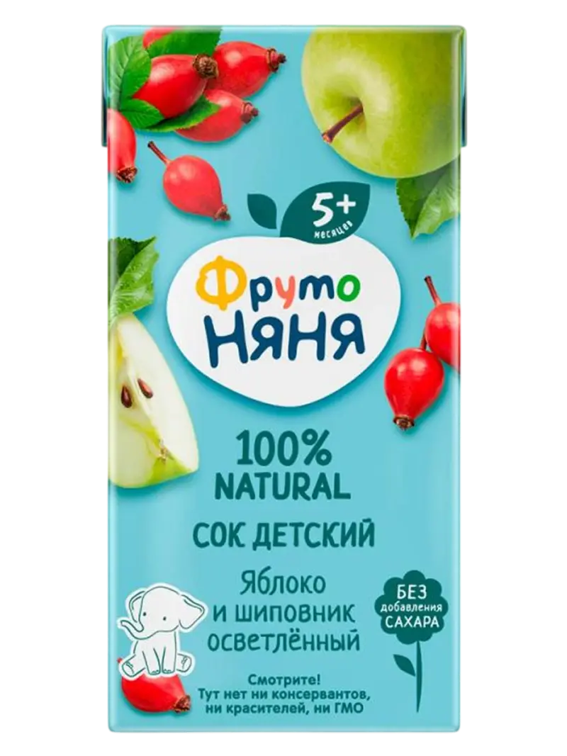 Сок детский ФрутоНяня яблоко-шиповник 5+ мес