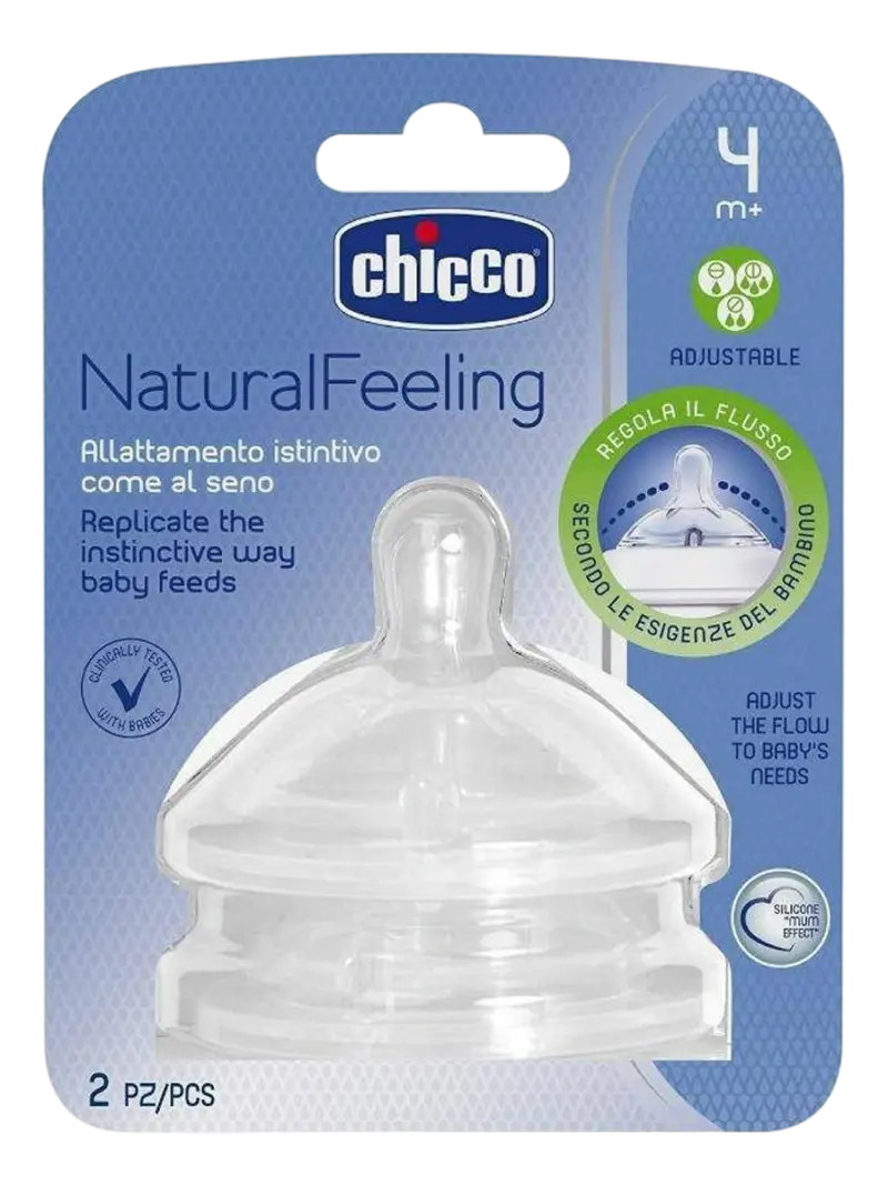 Соска для бутылочки силиконовая Chicco Natural Feeling переменный поток