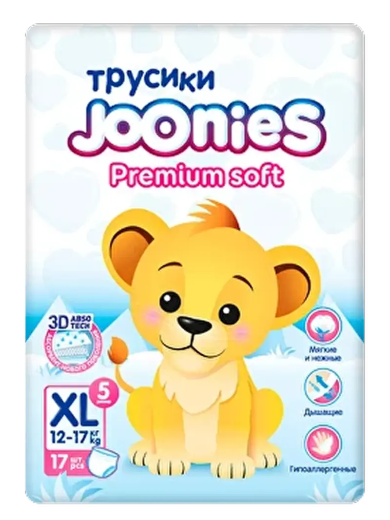 Подгузники-трусики детские Joonies Premium Soft размер XL (12-17 кг)