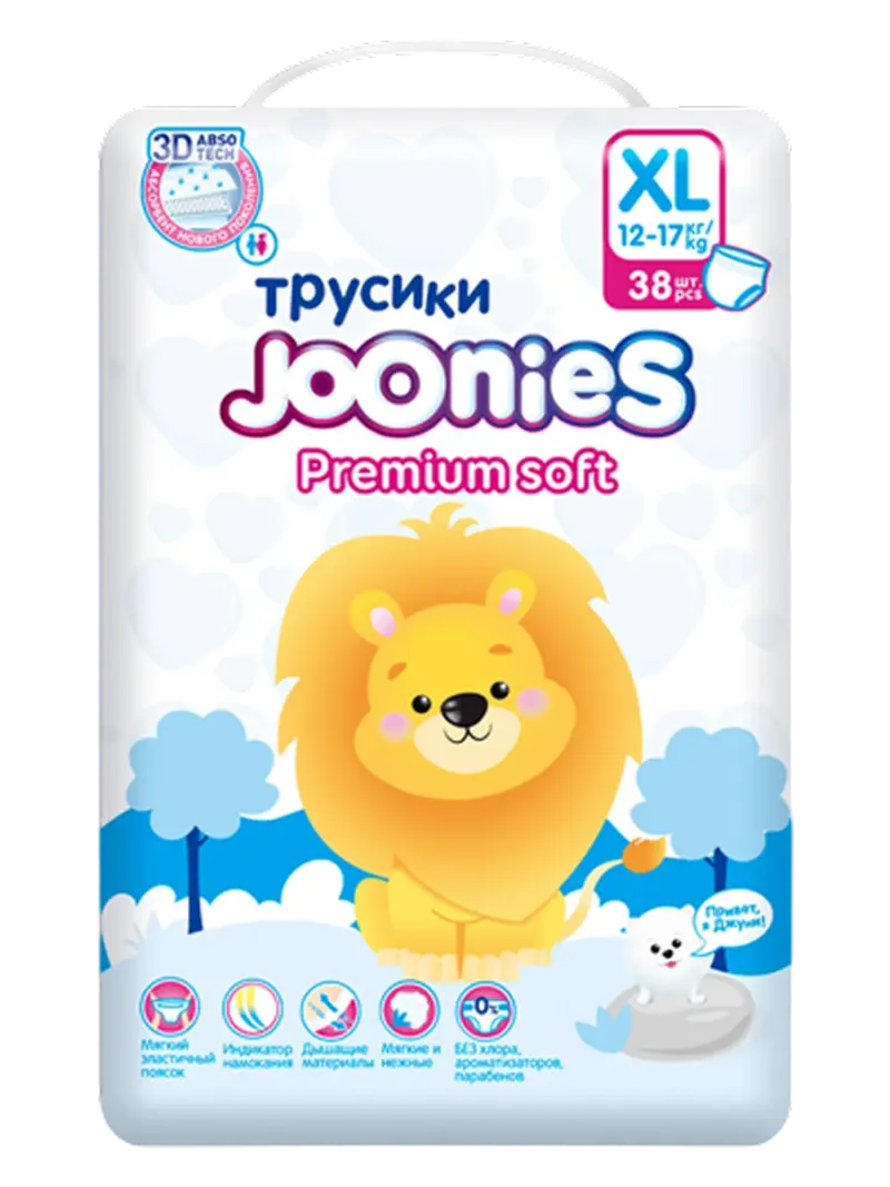 Подгузники-трусики детские Joonies Premium Soft размер XL (12-17 кг)