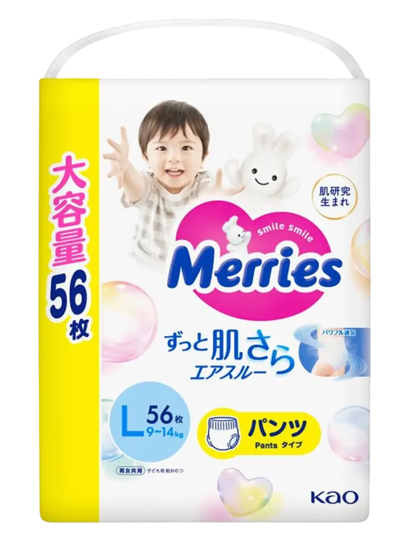 Подгузники-трусики детские Merries размер L (9-14 кг)