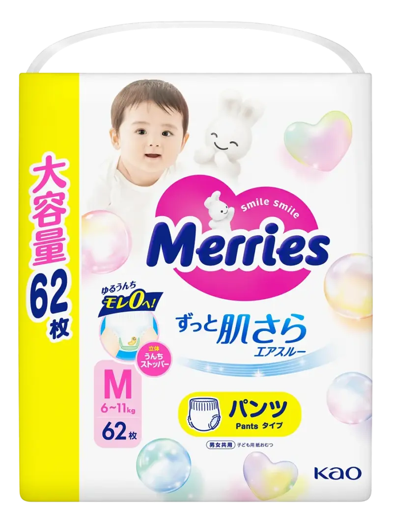 Подгузники-трусики детские Merries размер M (6-11 кг)