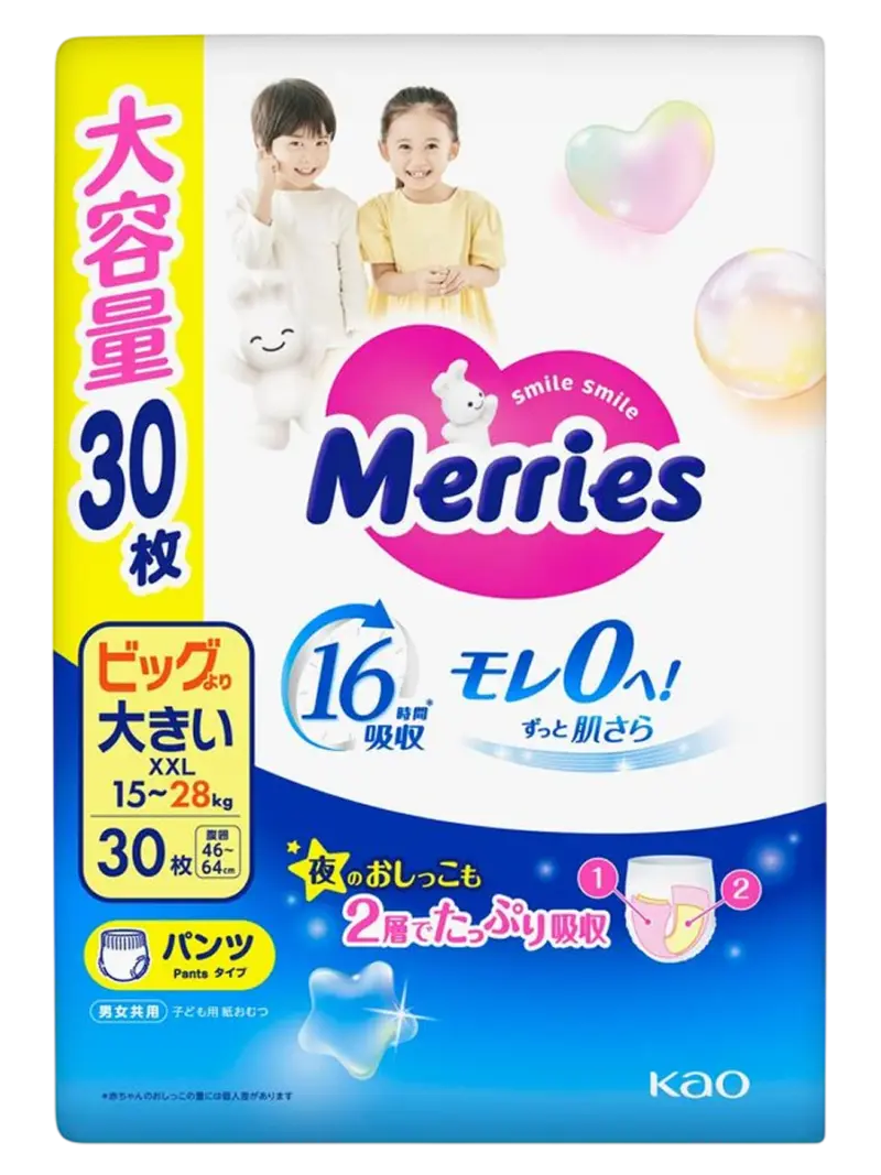 Подгузники-трусики детские Merries размер XXL (12-22 кг)