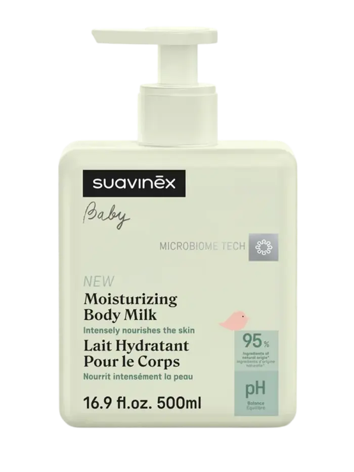 Молочко для тела детское увлажняющее Suavinex с экстрактом ромашки 0+ мес с дозатором Молочко для тела детское увлажняющее Suavinex с экстрактом ромашки 0+ мес с дозатором