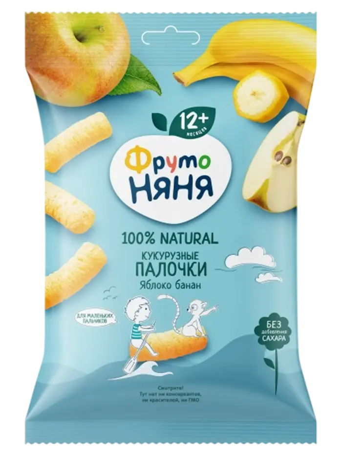 Палочки кукурузные детские ФрутоНяня яблоко-банан 12+ мес Палочки кукурузные детские ФрутоНяня яблоко-банан 12+ мес